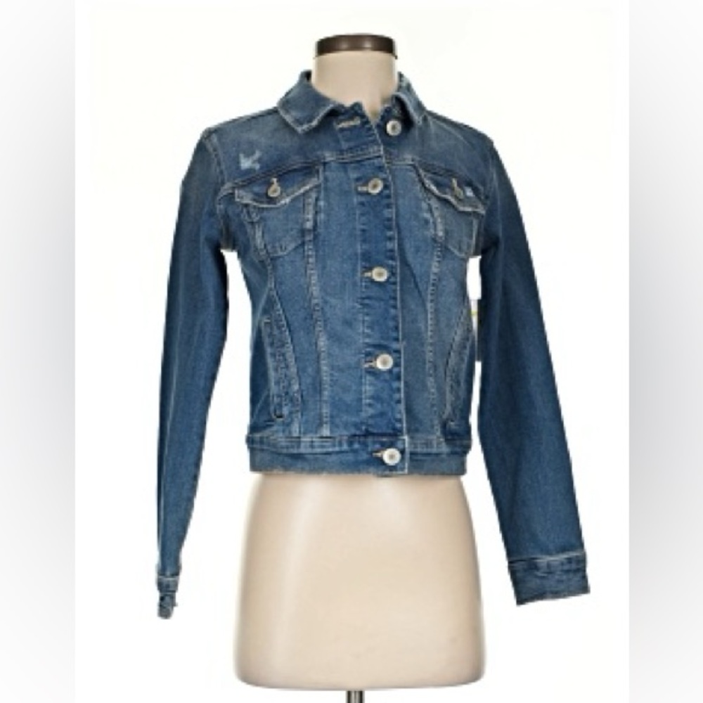 SO Classic Blue Denim Jean Jacket Girls Small Size 7 Cropped